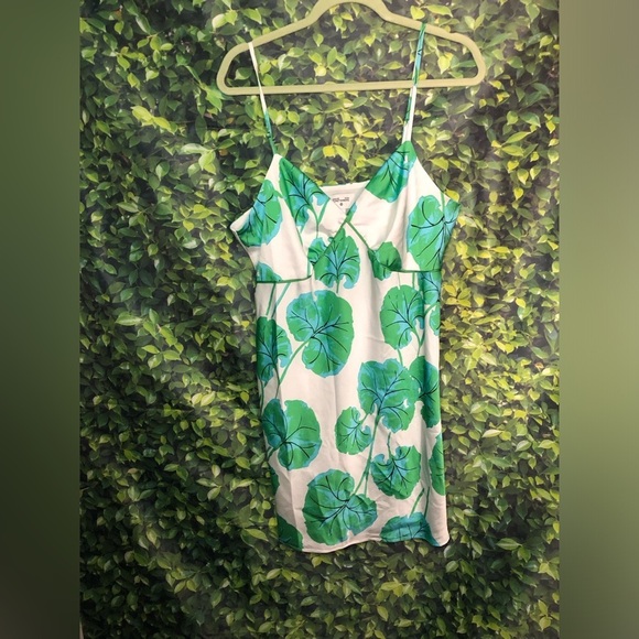 Diane Von Furstenburg Green Leaf Print Slip Dress - Picture 8 of 15